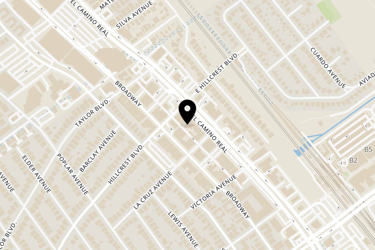 Map showing the location of La Collina Restaurant on 355 El Camino Real in Millbrae